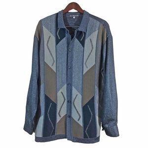 SILVER SILK Gray Brown 1960 Style Shirt Size L